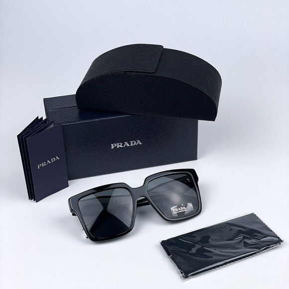 NEW Prada PR24ZS 1AB5S0 Black Dark Grey Square Oversized Women Sunglasses main image 11